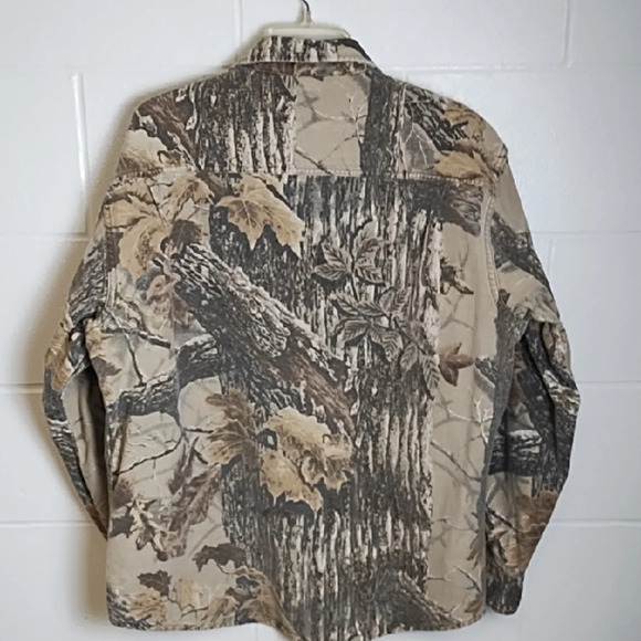 Camo Brushed Denim Canvas Hunting Button Up Shirt Jacket Rattlers - Picture 2 of 13